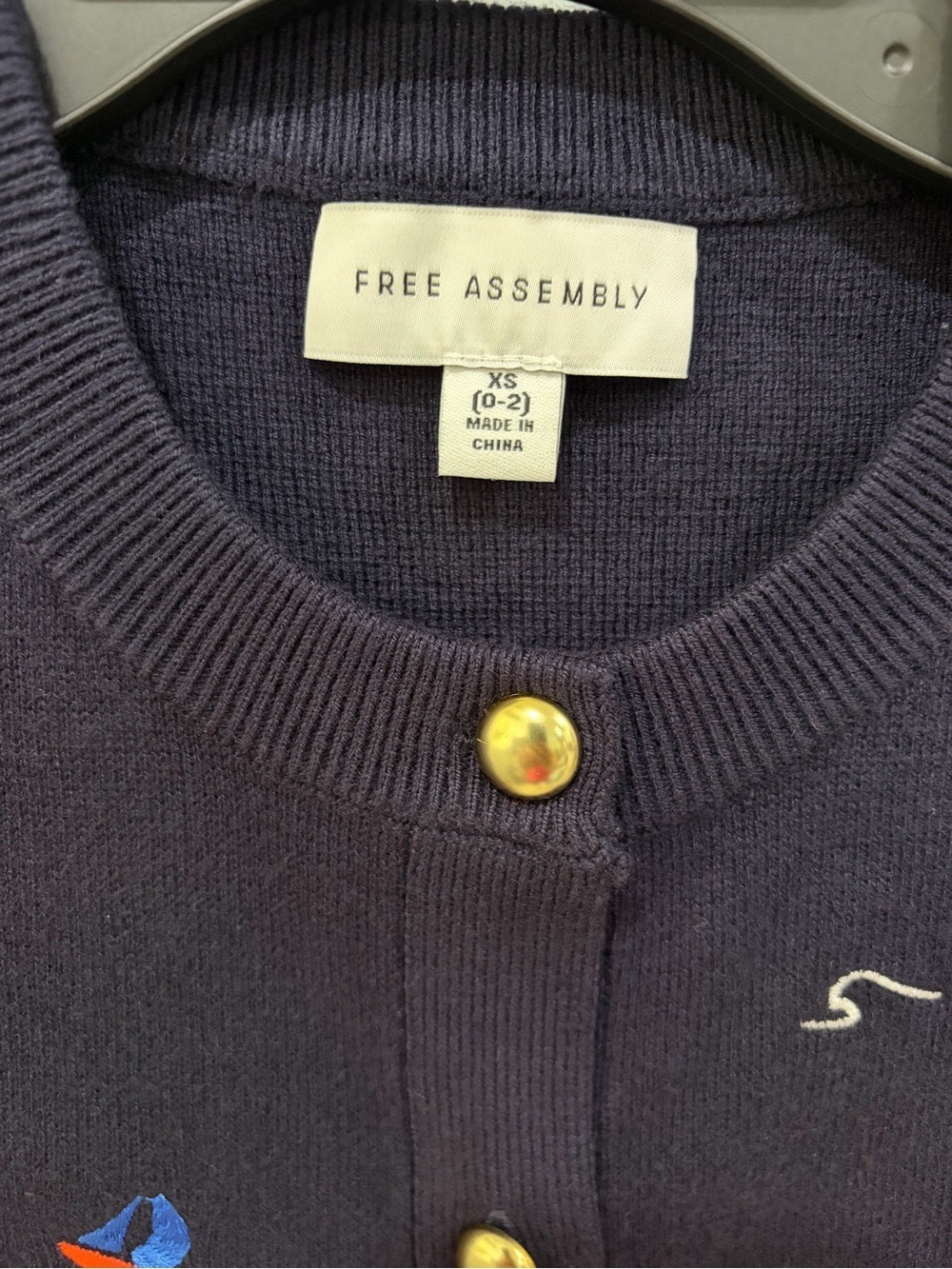 NWT Knit Navy Nautical Embroidered Short-Sleeve Cardigan Free Assembly - Picture 9 of 9